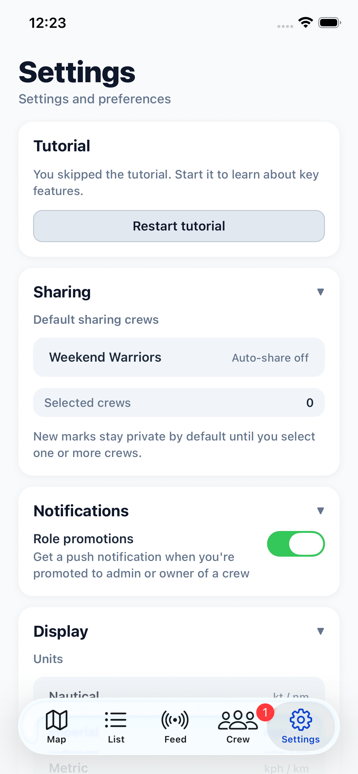 Default sharing settings