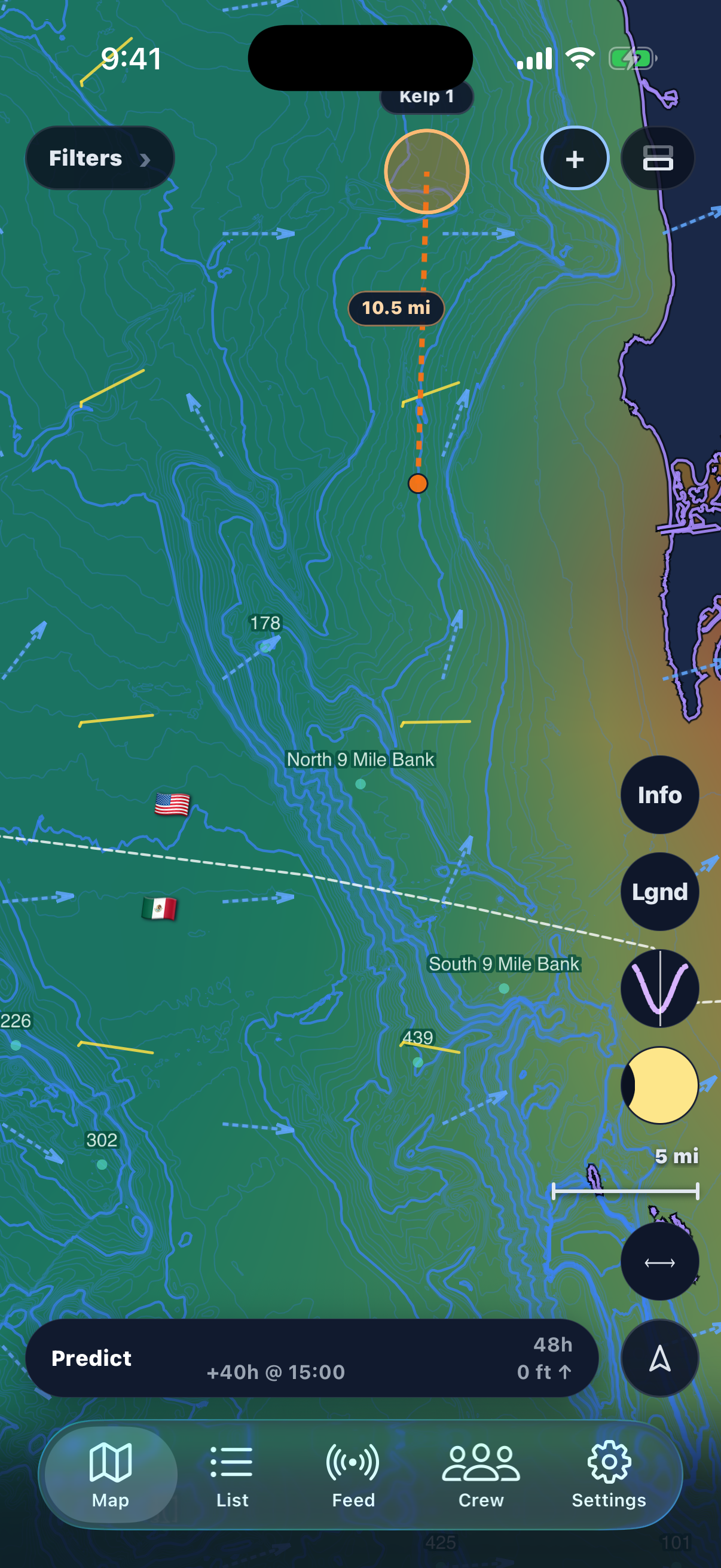 Kelpulator map showing kelp drift prediction off San Diego