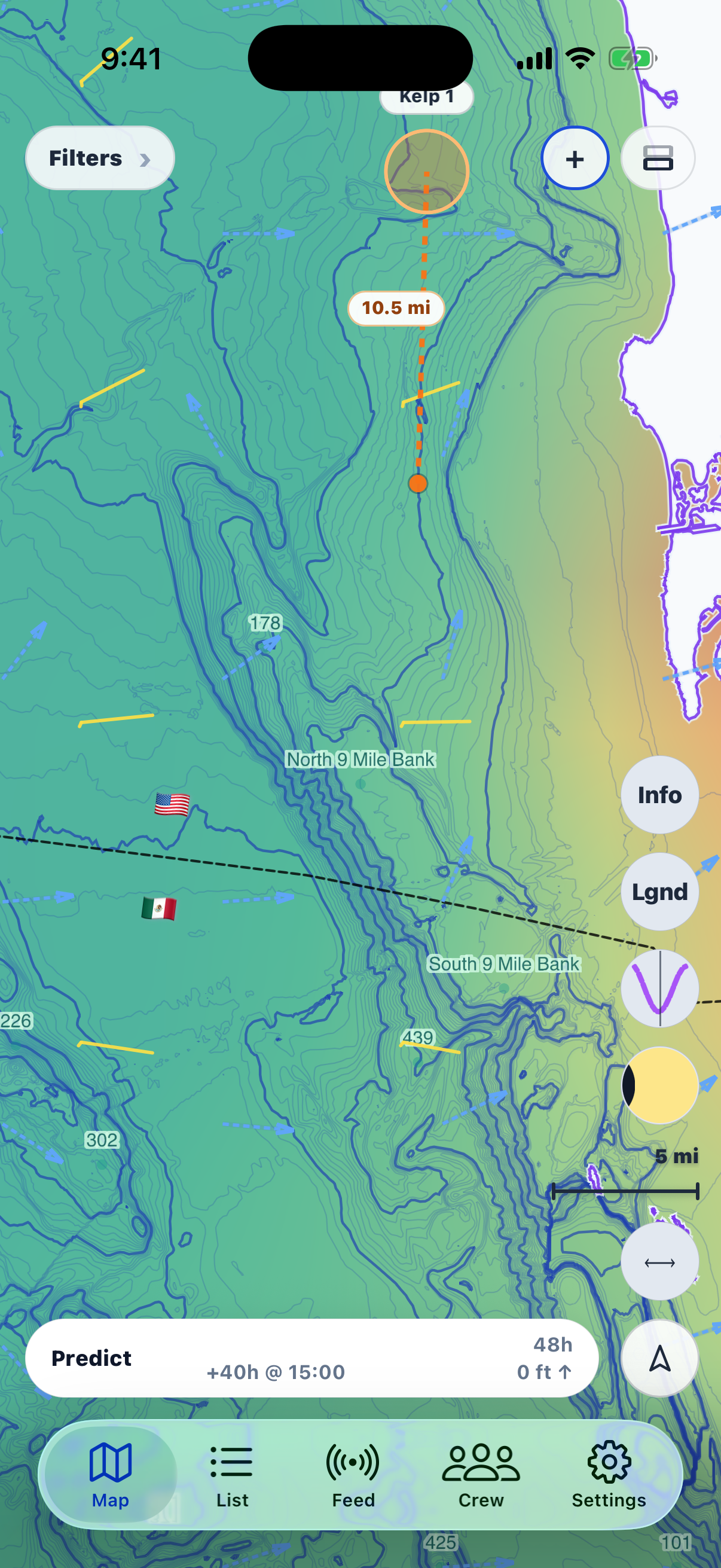 Kelpulator map showing kelp drift prediction off San Diego